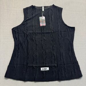 HWOKEFEIYU Textured Crinkle Tank Top Womens XXL Black